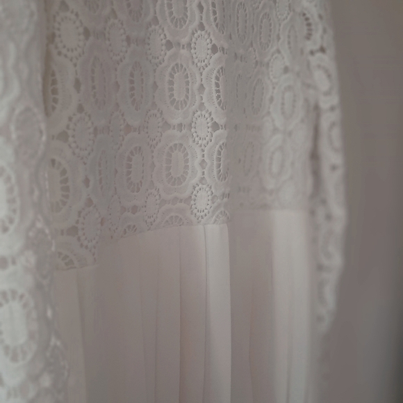 White Lace Top Pleated Midi Dress - Woman - Picture 4 of 5